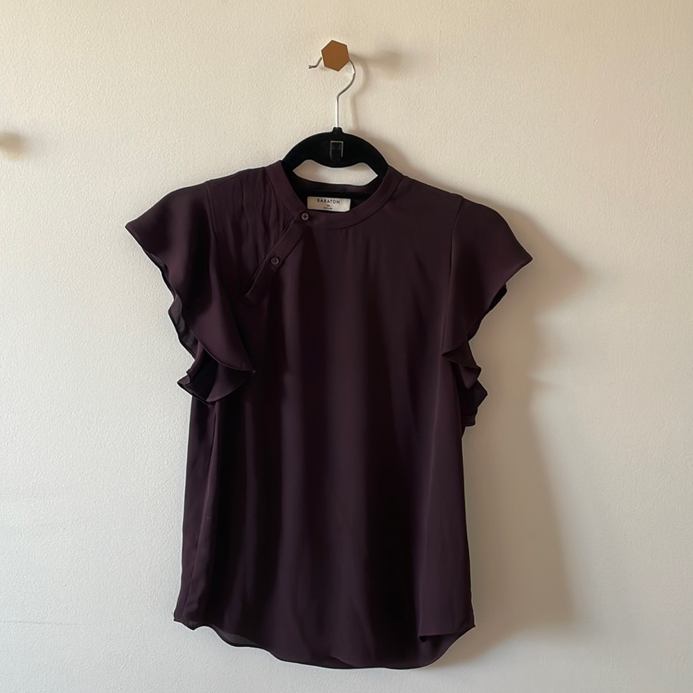 Purple Babaton Blouse from Aritzia